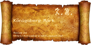 Königsberg Márk névjegykártya